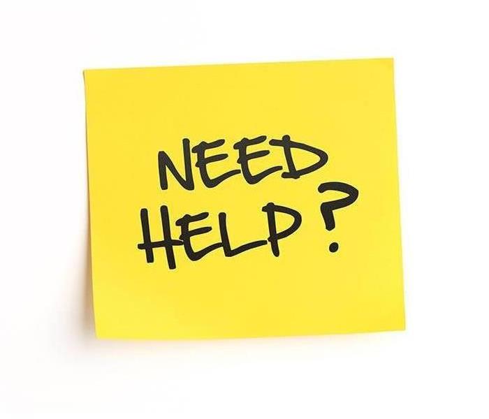 'need help?' on yellow sticky note