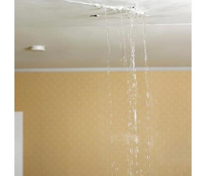 water leaking from the ceiling of a bedroom